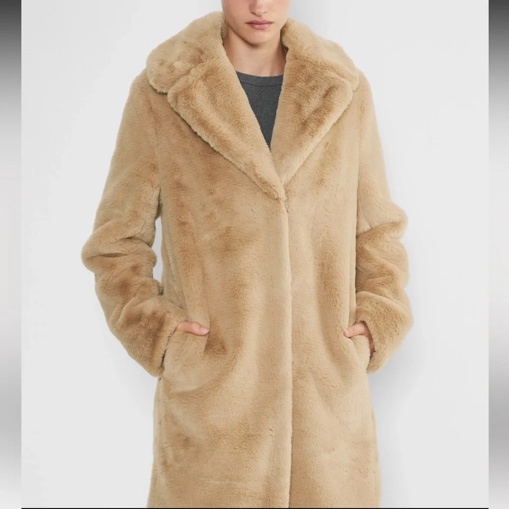 Aritzia Sunday Best Dulce Coat Polished Real Faux Fur In Tan - Picture 6 of 14